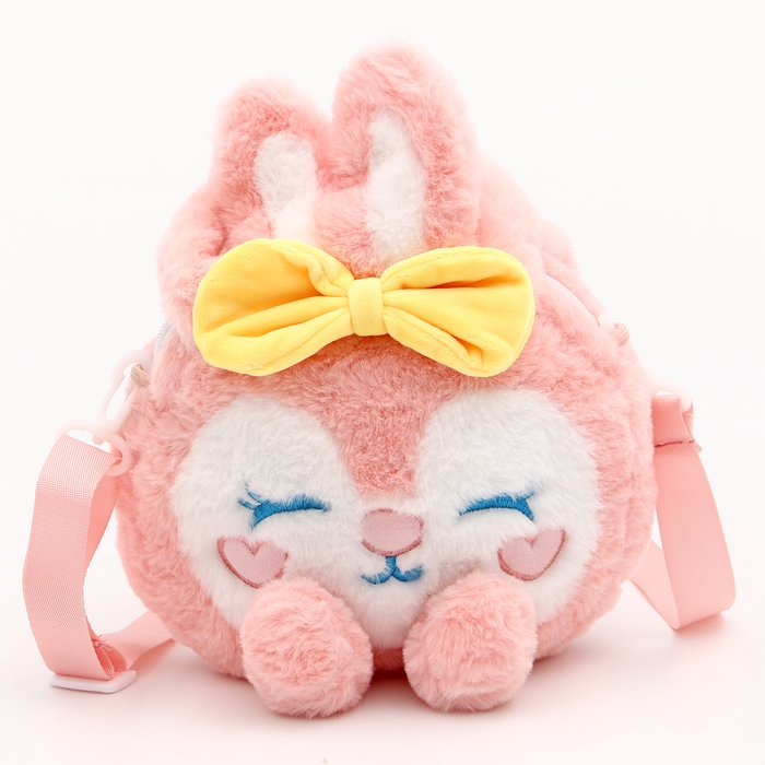 Сумка детская «Зайка» с бантиком, 18 см, цвет розовый