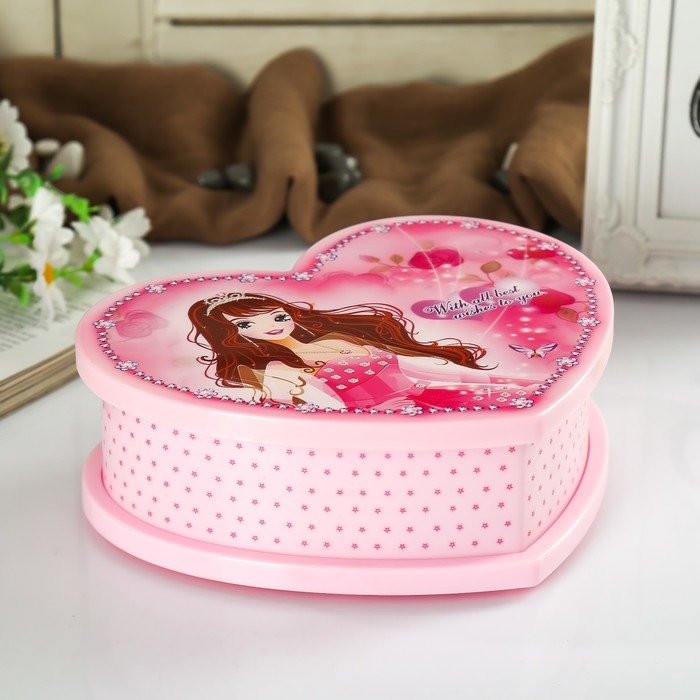 Шкатулка музыкальная механическая Шкатулка музыкальная механическая "Сердце принцессы" 19х16,5х6 см