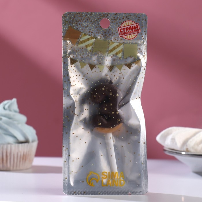 Свеча в торт "Шоколадная глазурь", цифра "3" , 3,8 см