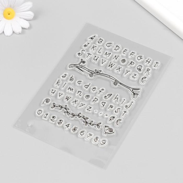 Штамп для творчества силикон Штамп для творчества силикон "Английский алфавит и веточка" 16х11 см