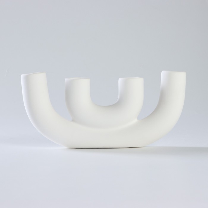 Подсвечник керамический «Скандинавия», 23×10,5 см, горлышко d=2,3 см, цвет белый