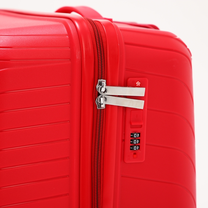 Чемодан большой 100 л (L), отдел на молнии, кодовый замок, 4 колеса, цвет красный Чемодан большой 100 л (L), отдел на молнии, кодовый замок, 4 колеса, цвет красный