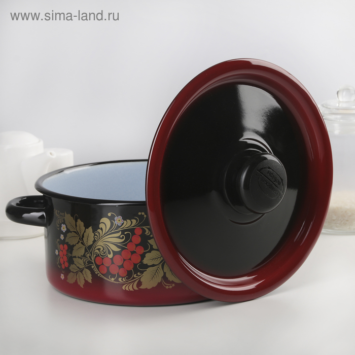 Кастрюля эмалированная, 2 л, ручка МИКС