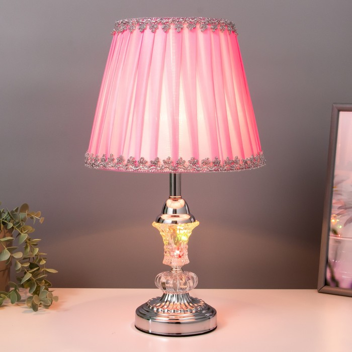 Лампа настольная Е27 220В "Розовая пастила" низ с подсветкой 42х25х25 см RISALUX
