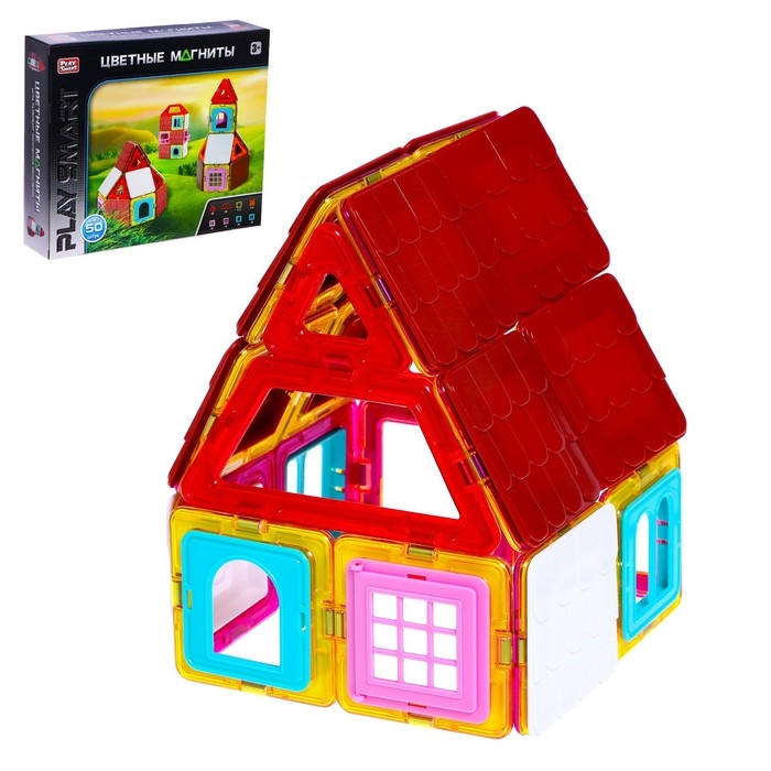 Конструктор магнитный «Цветные магниты», 50 деталей Конструктор магнитный «Цветные магниты», 50 деталей
