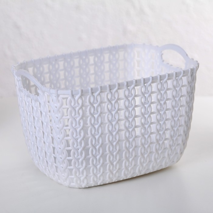 Корзина для хранения с ручками «Плетение», пластик, 12×8,5×8 см, цвет МИКС Корзина для хранения с ручками «Плетение», пластик, 12×8,5×8 см, цвет МИКС