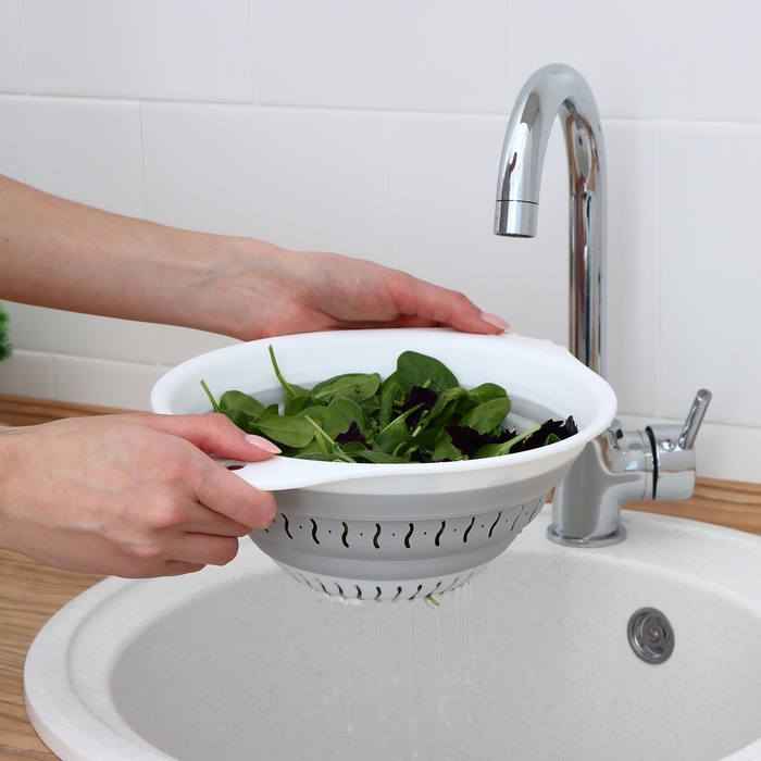 Дуршлаг складной «Флекс», 2,2 л, 29,5×24×10,5 см, цвет смоки Дуршлаг складной «Флекс», 2,2 л, 29,5×24×10,5 см, цвет смоки