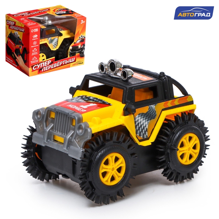 Джип-перевёртыш «Внедорожник», работает от батареек, цвет жёлтый Джип-перевёртыш «Внедорожник», работает от батареек, цвет жёлтый