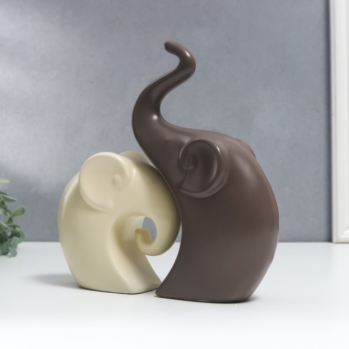 Сувенир керамика Сувенир керамика "Два слона" матовый набор 2 шт 12х12 22х13 см МИКС