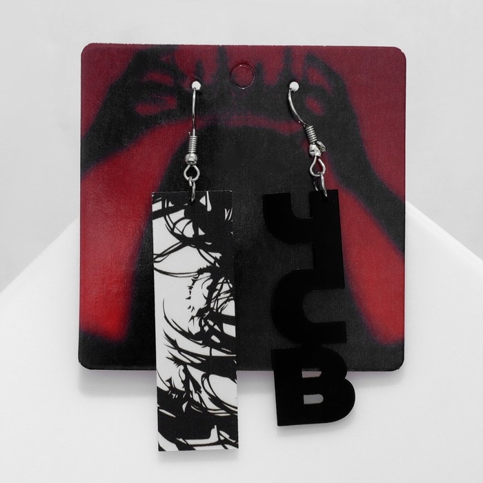 Серьги акрил «ЧСВ», цвет чёрный Серьги акрил «ЧСВ», цвет чёрный