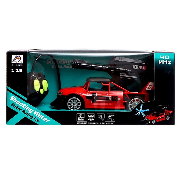 Машина радиоуправляемая Race, 1:18, стреляет гелевыми пулями, работает от аккумулятора, цвет красный Машина радиоуправляемая Race, 1:18, стреляет гелевыми пулями, работает от аккумулятора, цвет красный