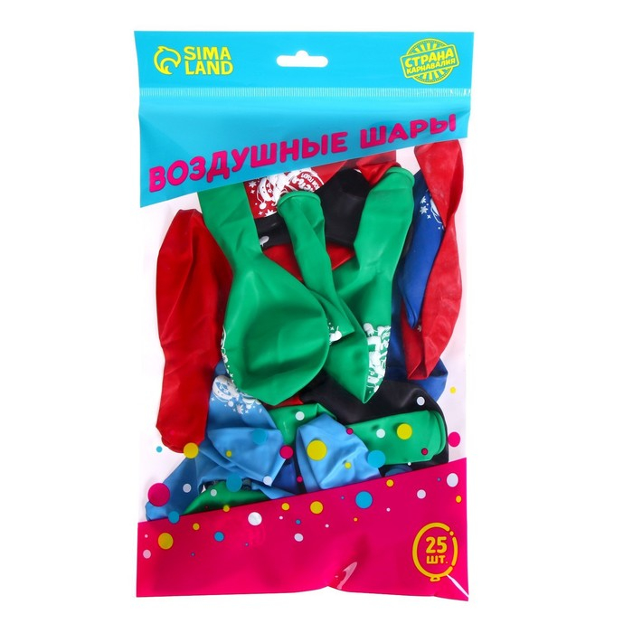 Шар латексный 12" &laquo;Счастья в Новом году!&raquo;, 25 шт., МИКС