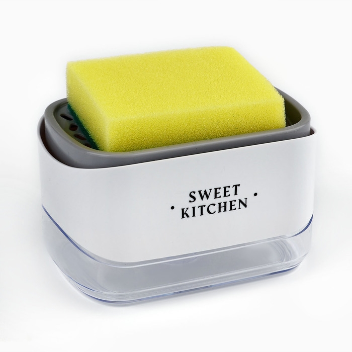 Дозатор для моющего средства кухонный «Sweet kitchen», с подставкой для губки, 14 х 10 см. Дозатор для моющего средства кухонный «Sweet kitchen», с подставкой для губки, 14 х 10 см.