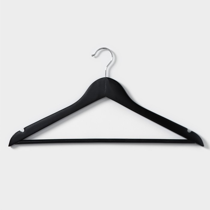 Плечики - вешалки для одежды Доляна, 44,5х23 см, 3 шт, с перекладиной, широкие плечики, деревянные сорт B, цвет чёрный Плечики - вешалки для одежды Доляна, 44,5х23 см, 3 шт, с перекладиной, широкие плечики, деревянные сорт B, цвет чёрный