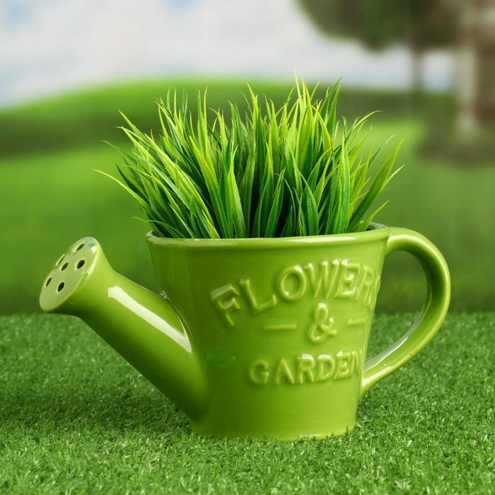 Кашпо Кашпо "Лейка Элегант" зеленая, 12х20х10см