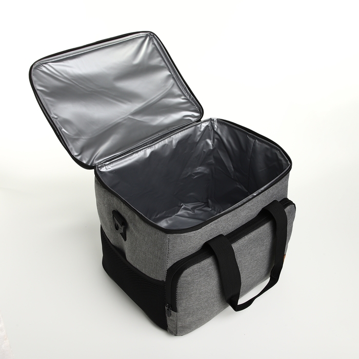 Термосумка на молнии, наружный карман, 27 л, цвет серый