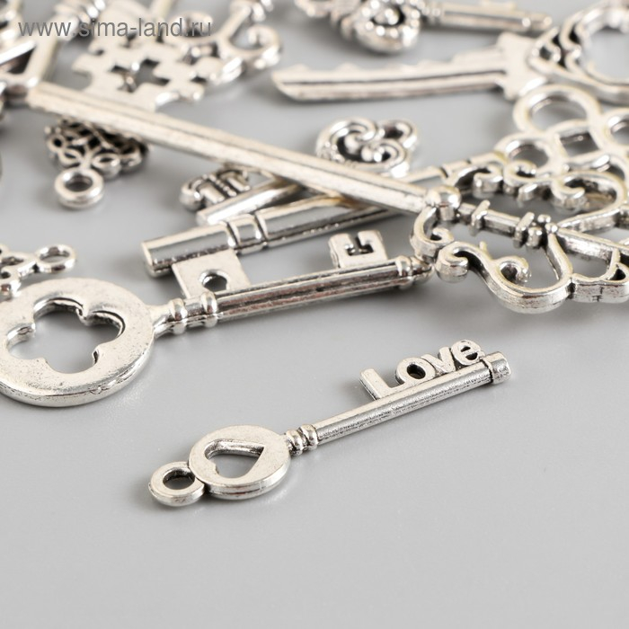 Подвески Подвески "Ключи" цвет серебро набор 13 шт 16-46 мм