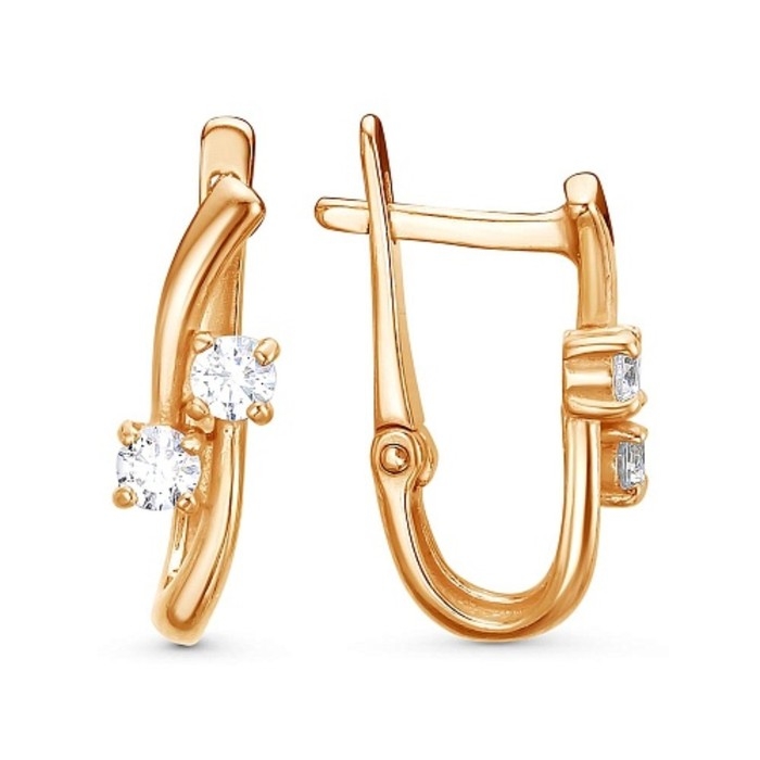 Серьги «Касание», розовое золочение, цвет белый Серьги «Касание», розовое золочение, цвет белый