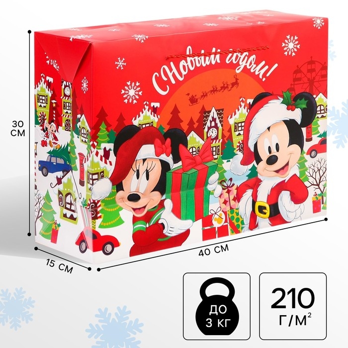 Новый год. Пакет-коробка Новый год. Пакет-коробка "С Новым Годом!", 40х30 см, Микки Маус