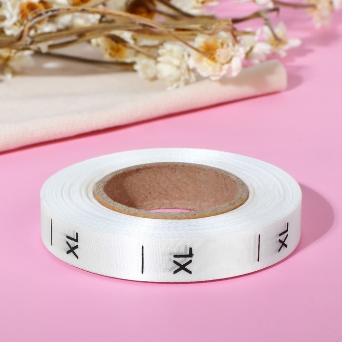 Размерник сатиновый, «XL», 1000 шт, 12 мм, 30 м, цвет белый Размерник сатиновый, «XL», 1000 шт, 12 мм, 30 м, цвет белый