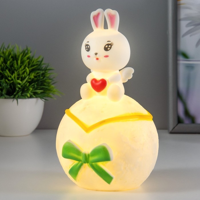 Ночник Ночник "Зайка на луне" LED 1Вт 3х LR44 белый 10х10х17см RISALUX