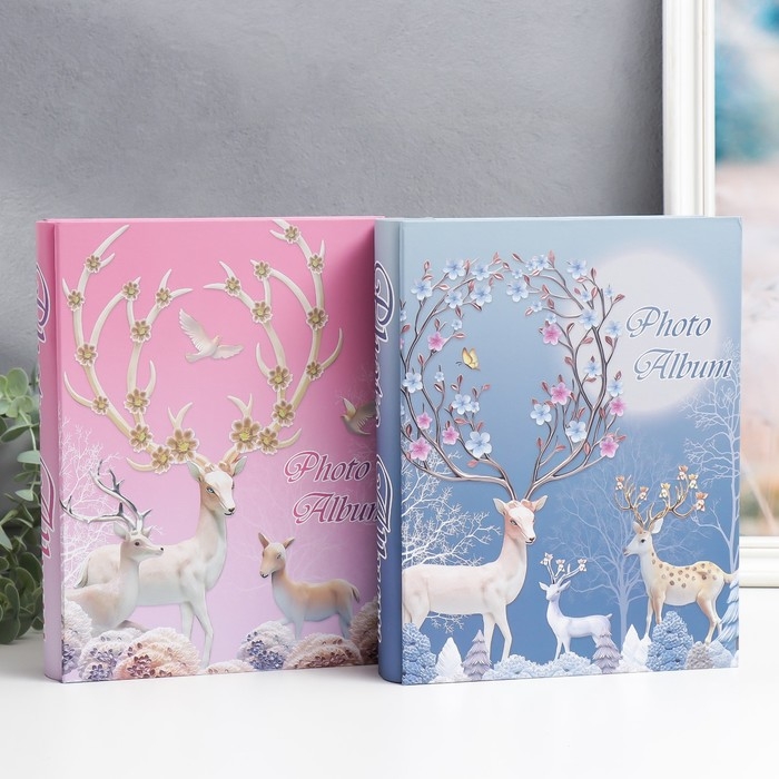 Фотоальбом на 200 фото 10х15 см Фотоальбом на 200 фото 10х15 см "Олени с цветочными рогами" в коробке МИКС 26,5х20,5х5,5 см 786747