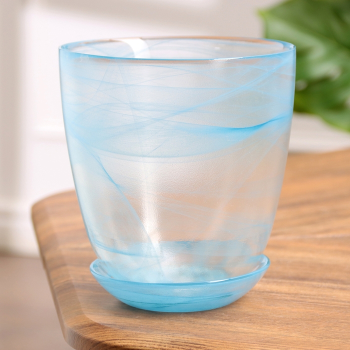 Горшок цветочный с поддоном Горшок цветочный с поддоном "Гармония", бирюзовый 1 л