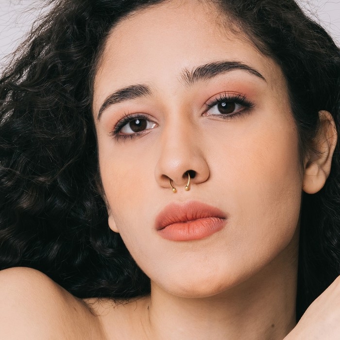 Пирсинг в нос (фейк для септума) со сменными насадками, на магните, L=17 мм, цвет золото Пирсинг в нос (фейк для септума) со сменными насадками, на магните, L=17 мм, цвет золото