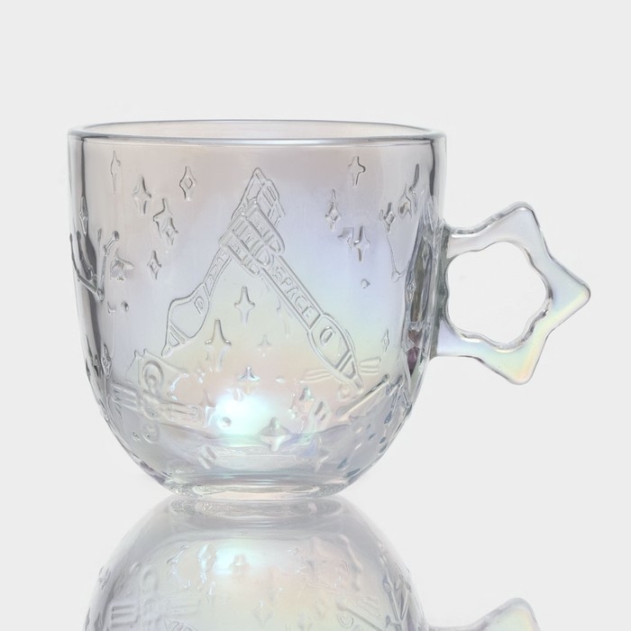 Набор кружек стеклянных «Космос», 4 предмета: 300/300/250/300 мл, цвет перламутровый Набор кружек стеклянных «Космос», 4 предмета: 300/300/250/300 мл, цвет перламутровый