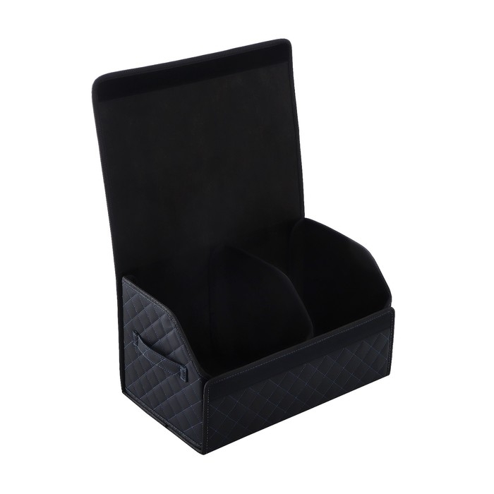 Органайзер кофр в багажник автомобиля LION, экокожа, ромб, 50×30×30 см, черно-синий Органайзер кофр в багажник автомобиля LION, экокожа, ромб, 50×30×30 см, черно-синий