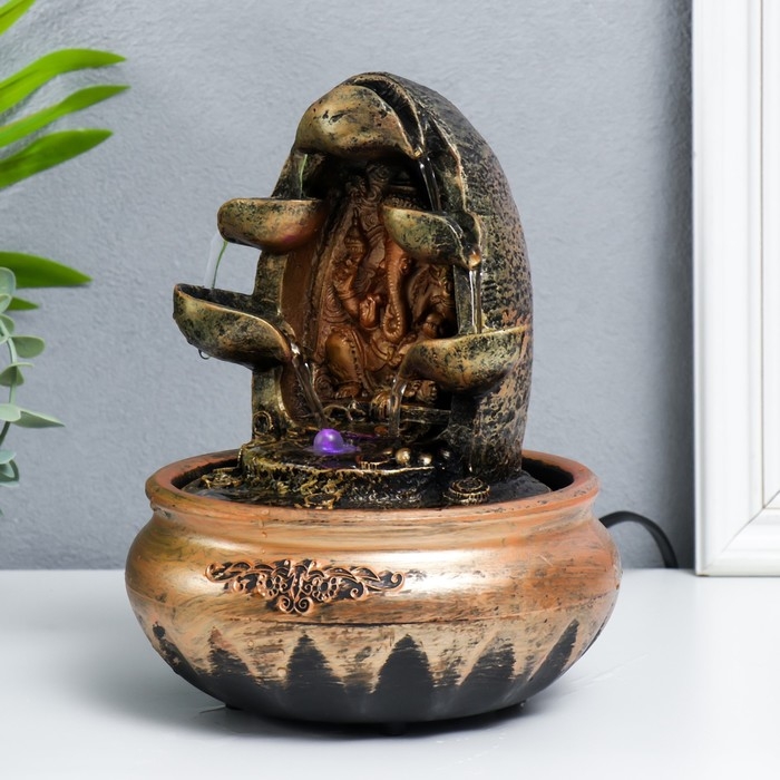 Фонтан настольный с подсветкой Фонтан настольный с подсветкой "Ганеша с 5-ю чашами" 22,5х16х16 см