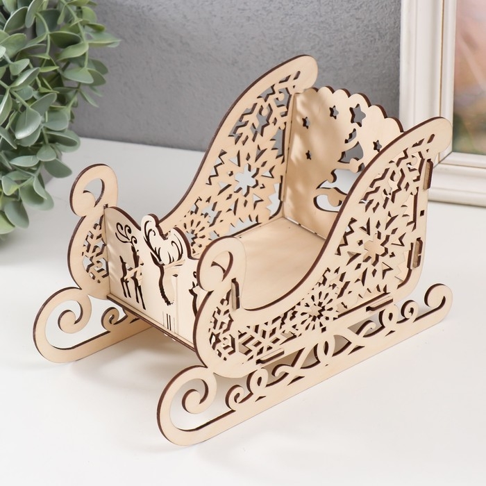 Шкатулка  Шкатулка "Сани. Ёлка" 22х11,5х13,5 см (набор 5 деталей)