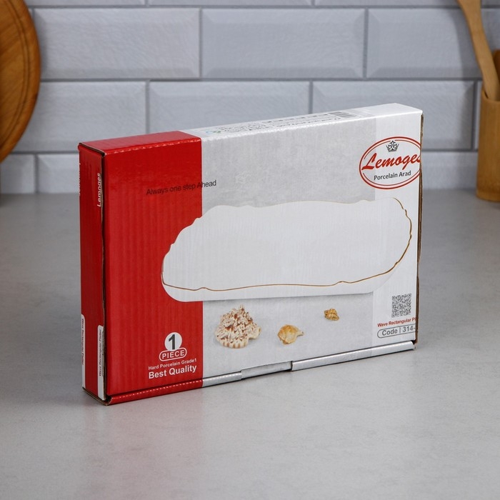 Тарелка Wave, прямоугольная, 800 мл, фарфор, Иран Тарелка Wave, прямоугольная, 800 мл, фарфор, Иран