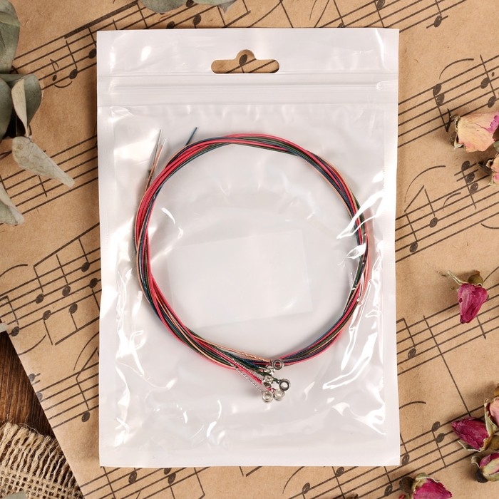 Струны для акустической гитары Music Life 6 шт., разноцветные Струны для акустической гитары Music Life 6 шт., разноцветные