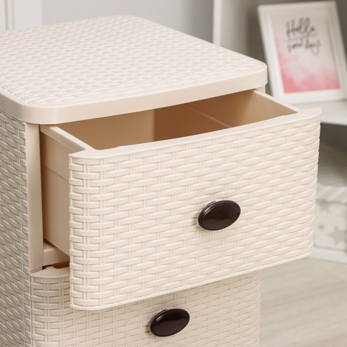 Комод 4-х секционный «Плетёнка», цвет слоновая кость Комод 4-х секционный «Плетёнка», цвет слоновая кость