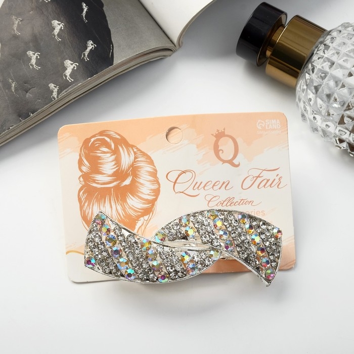 Заколка-автомат для волос Заколка-автомат для волос "Линетта" волны, 8,5 см, серебро