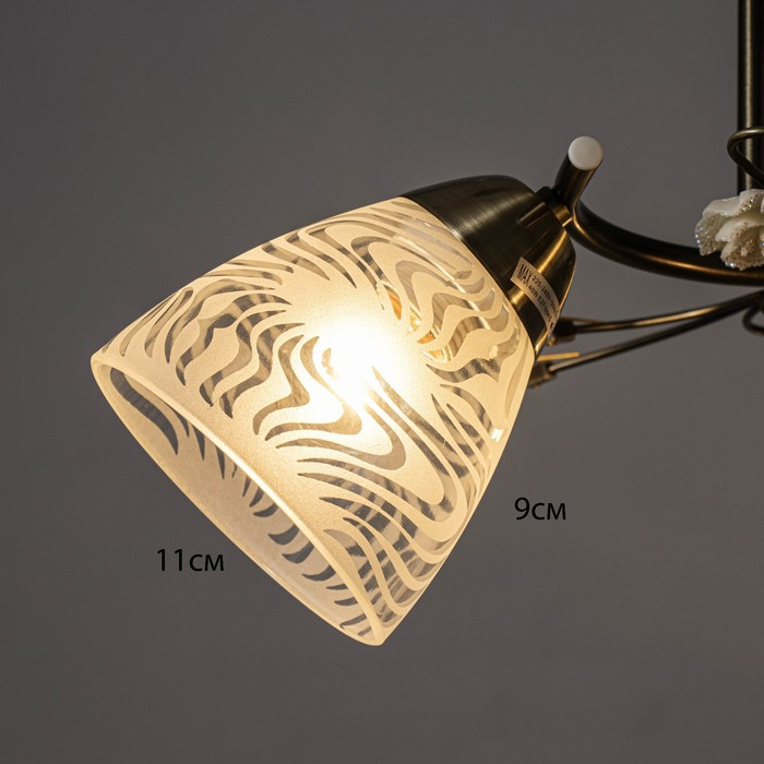 Люстра Люстра "Летний цвет" 3х60Вт E27 античная бронза 43х43х25см