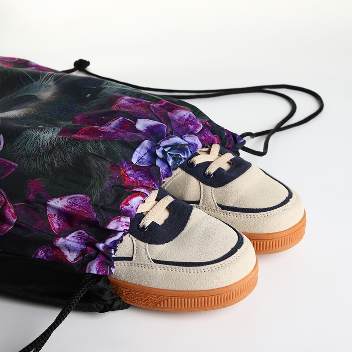 Мешок для обуви на шнурке, цвет чёрный/сиреневый Мешок для обуви на шнурке, цвет чёрный/сиреневый