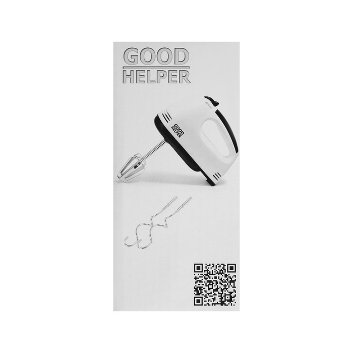 Миксер GOODHELPER НМ-371, ручной, 280 Вт, 5 скоростей, 2 насадки Миксер GOODHELPER НМ-371, ручной, 280 Вт, 5 скоростей, 2 насадки