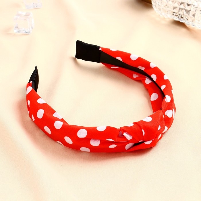 Ободок для волос Ободок для волос "Амата" крупный горох, 3 см, красно-белый