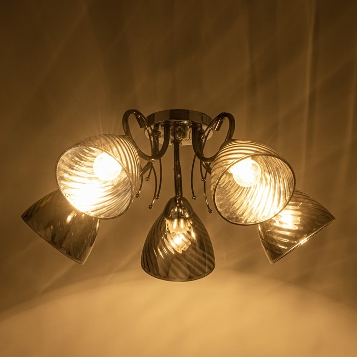 Люстра потолочная Белл 5х40Вт Е27 Хром, Черный хром 57x57x22 см Люстра потолочная Белл 5х40Вт Е27 Хром, Черный хром 57x57x22 см