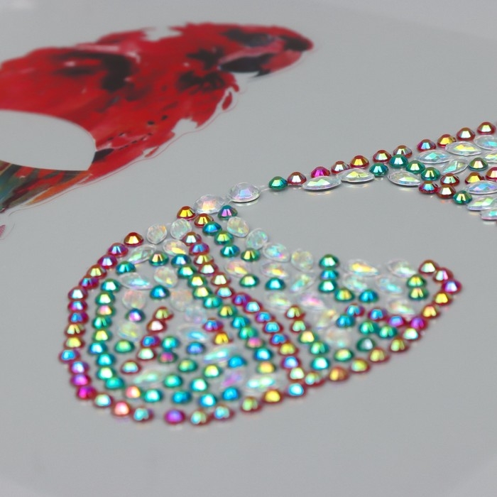 Наклейка пластик стразы Наклейка пластик стразы "Крыло бабочки и попугай" 16х17 см