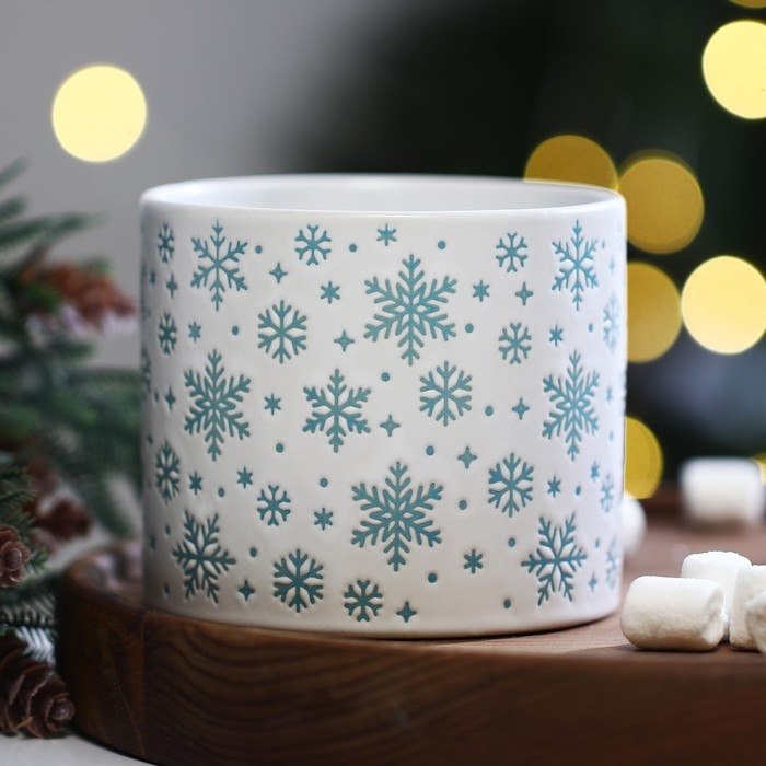 Новый год! Кружка новогодняя керамическая «Снежинки», 320 мл, цвет белый