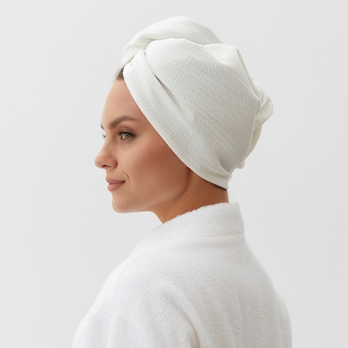 Полотенце-чалма для сушки волос Этель, цв. белый, 73х28 см, 60% лён, 40% хл Полотенце-чалма для сушки волос Этель, цв. белый, 73х28 см, 60% лён, 40% хл