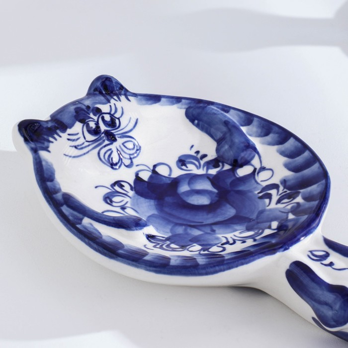 Подставка под ложку «Кот», гжель Подставка под ложку «Кот», гжель