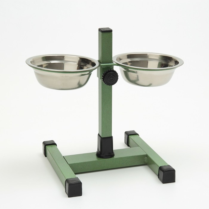 Подставка с мисками, 2 х 1,5 л, высота 50 см, разборная, зелёная Подставка с мисками, 2 х 1,5 л, высота 50 см, разборная, зелёная