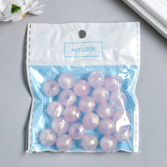Бусины пластик Бусины пластик "Шарики бледно-розовые с блёстками" светятся в темноте набор 20 гр d=1,2 см