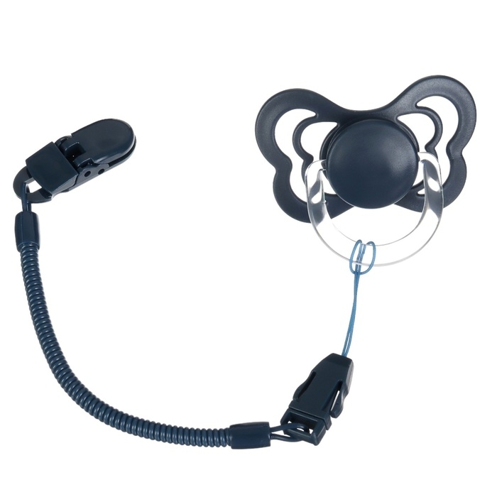 Соска - пустышка ортодонтическая, силикон, +6 мес., с держателем цвет синий