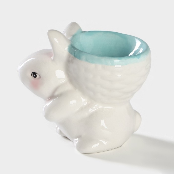 Подставка для яйца Доляна «Зайка», 8×5,5×7,5 см, цвет голубой Подставка для яйца Доляна «Зайка», 8×5,5×7,5 см, цвет голубой