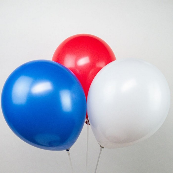 Шар латексный 12 Шар латексный 12", пастель, набор 50 шт., белый, синий, красный МИКС